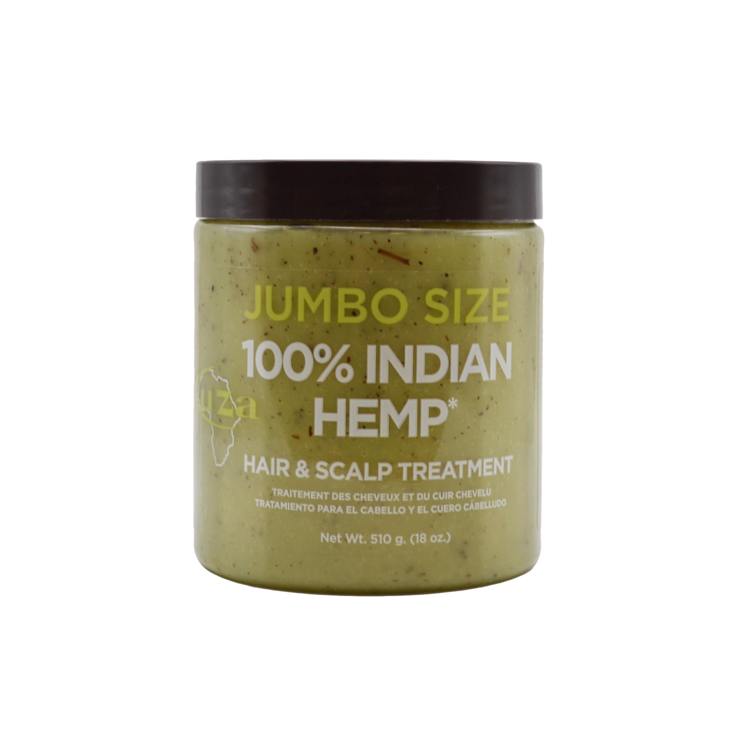 Kuza 100% Indian Hemp bottle 18oz shown for nourishing scalp and hydrated hair.