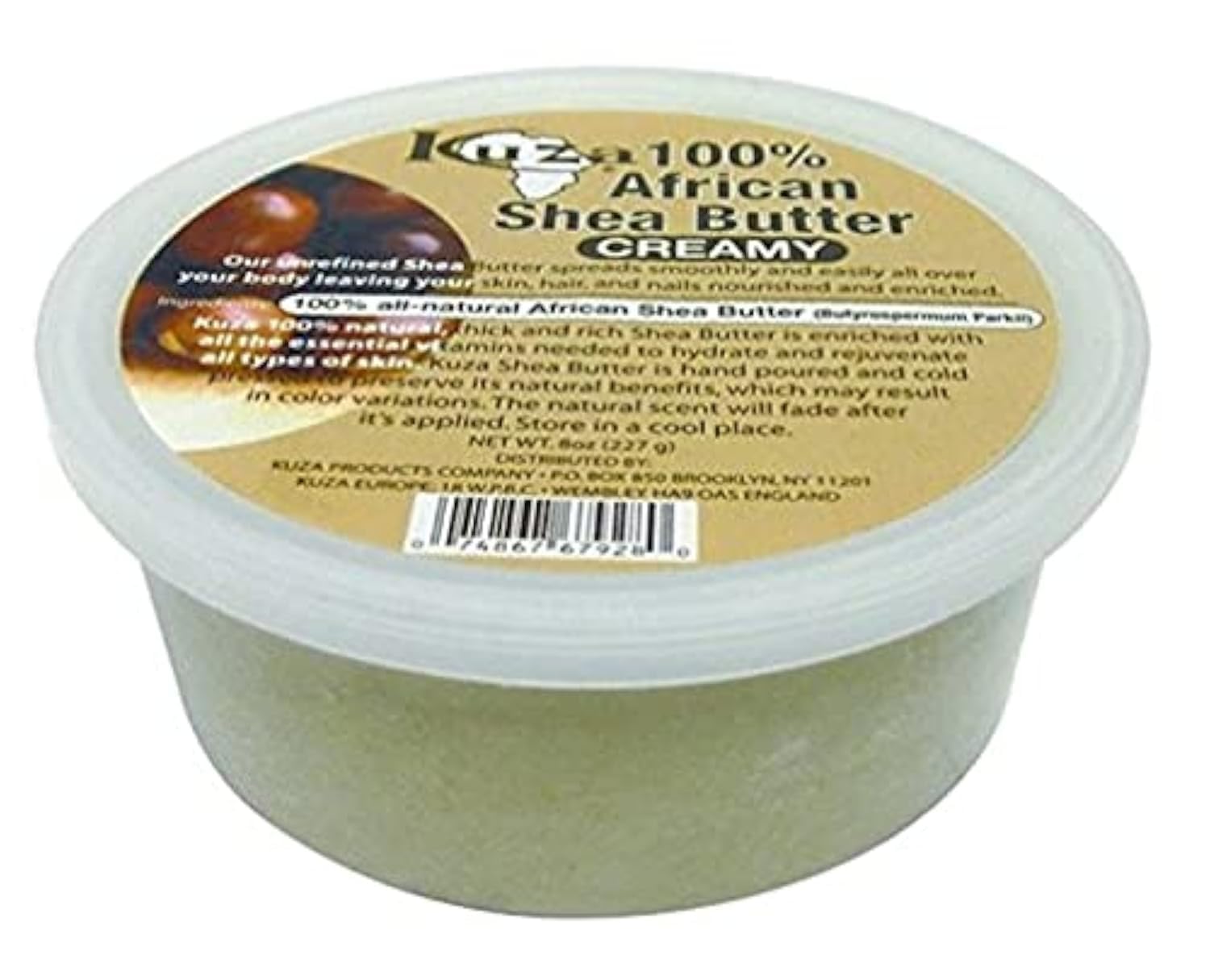 Kuza Shea Butter jar with creamy white texture for hydrated skin