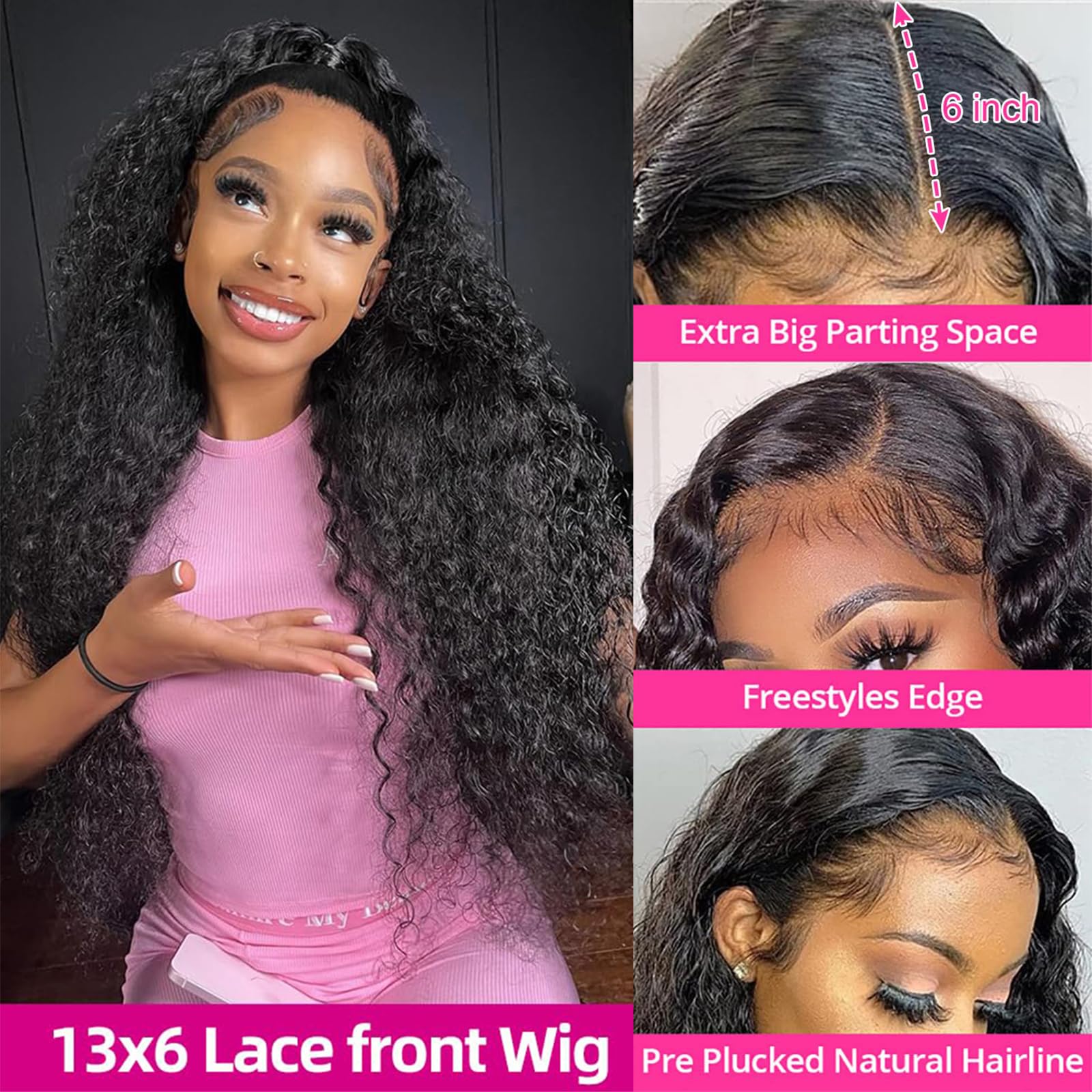 KVFCT HD Swiss lace 13x6 deep wave wig with breathable parting