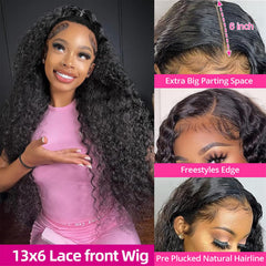 KVFCT HD Swiss lace 13x6 deep wave wig with breathable parting