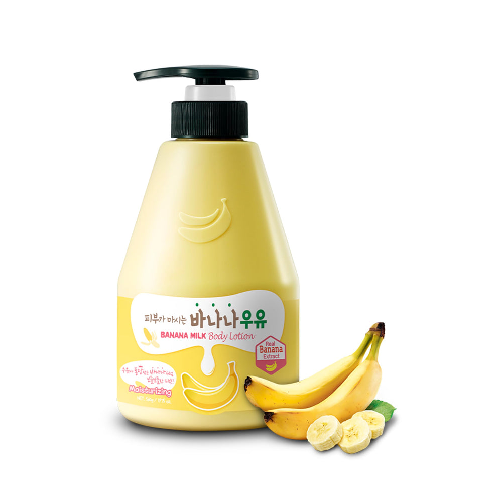 Kwailnara Banana Milk Body Lotion packaging highlights premium Korean branding and appeal