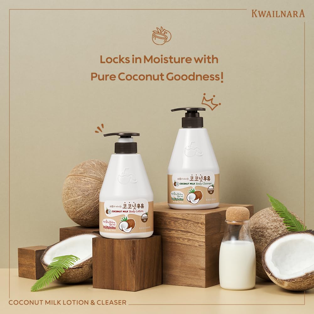 Kwailnara Coconut Milk Body Lotion pump-dispense close-up for easy application