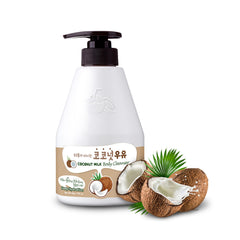 Kwailnara Coconut Milk Body Wash bottle front view highlighting tropical scent.