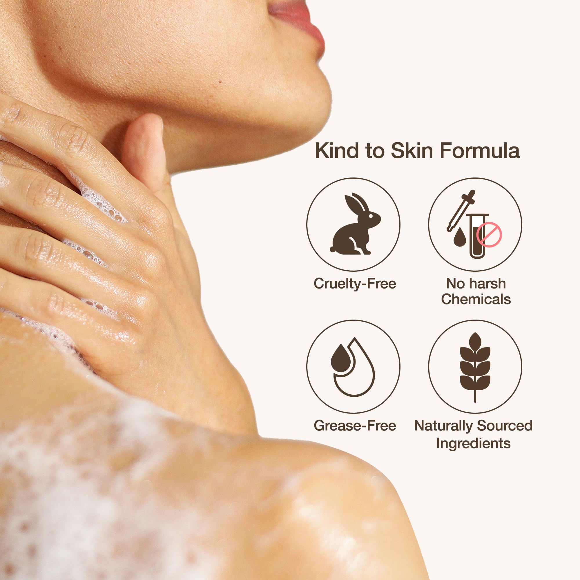 Kwailnara Rice Milk Body Wash creates silky foam for gentle cleansing