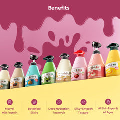 Kwailnara WELCOS Rice Milk Lotion applied on skin for smoothness.