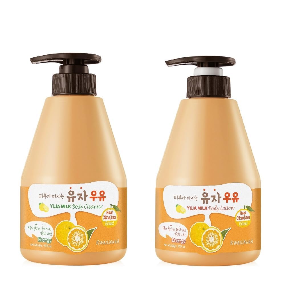 Kwailnara WELCOS Yuzu Milk Body Wash bottle with refreshing citrus cleanse.