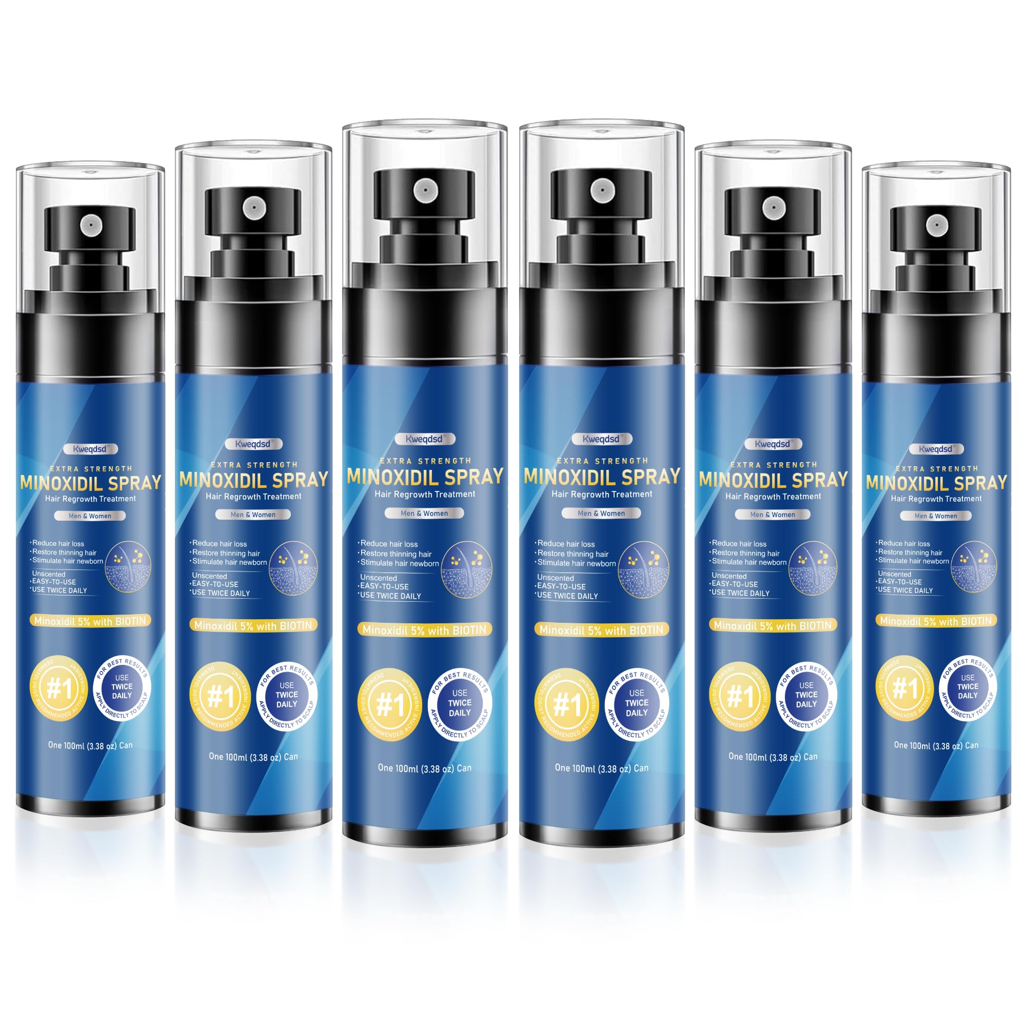 Kweqdsd 5% Minoxidil spray bottle supports thicker hair.