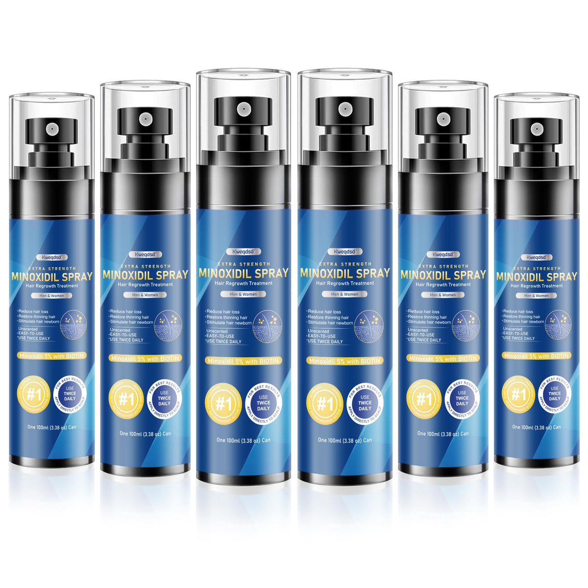 Kweqdsd 5% Minoxidil spray bottle supports thicker hair.