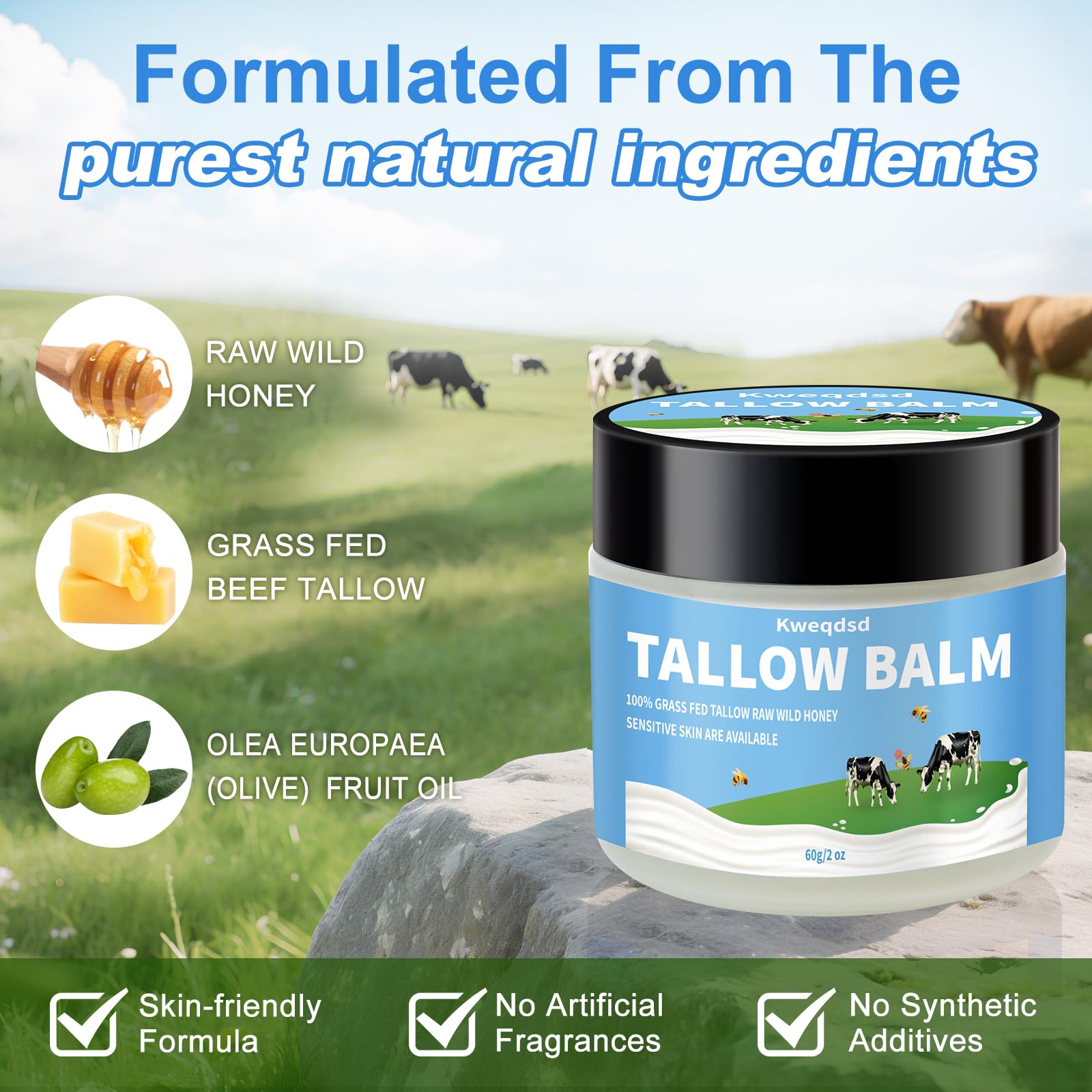 Kweqdsd beef tallow balm texture close-up showing rich cream