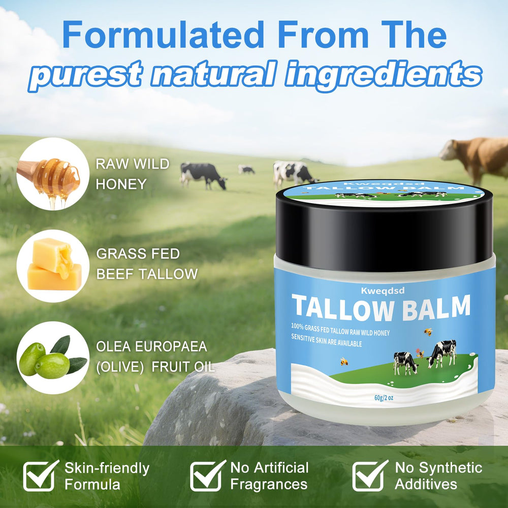 Kweqdsd beef tallow balm texture close-up showing rich cream