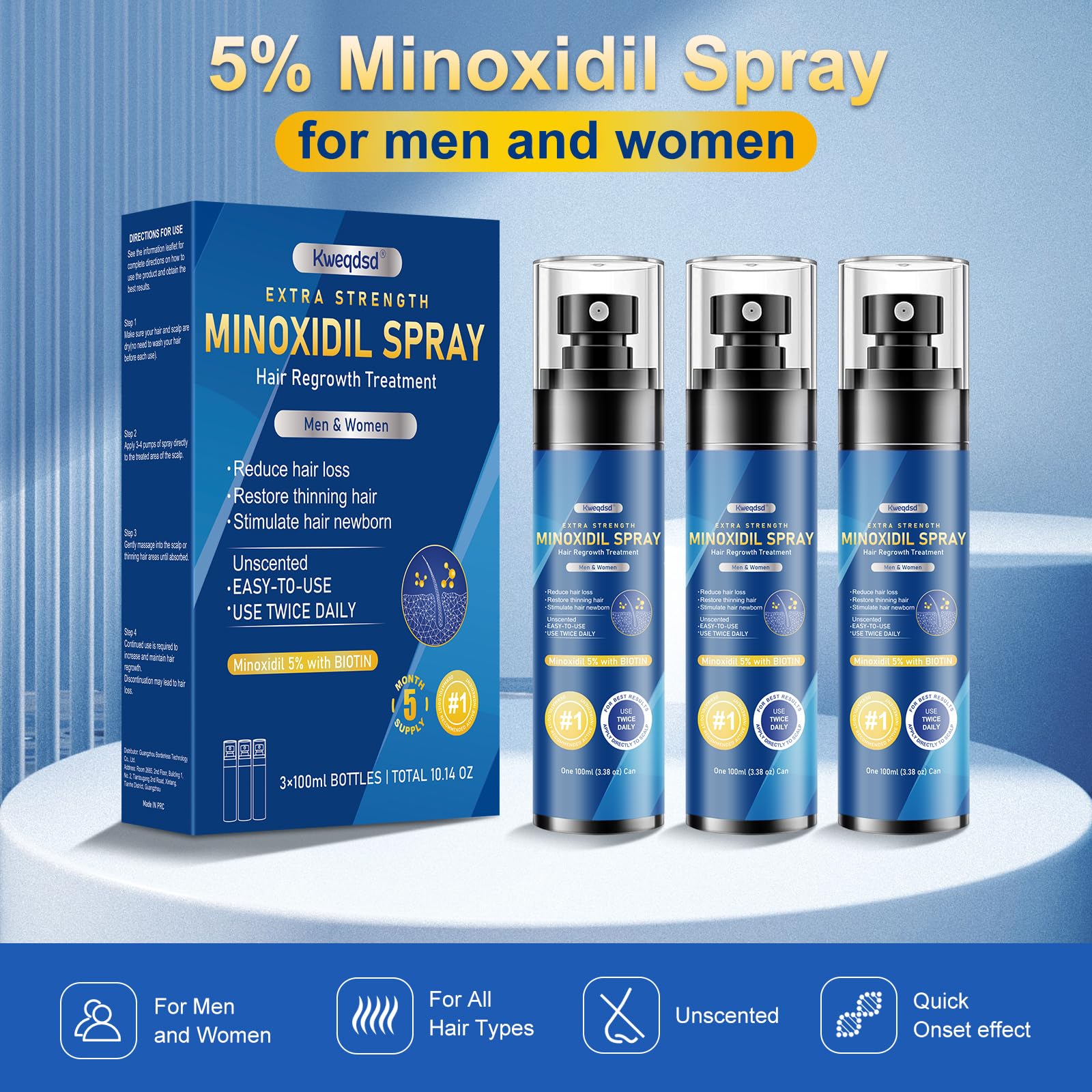 Kweqdsd biotin-infused minoxidil boosts hair vitality.