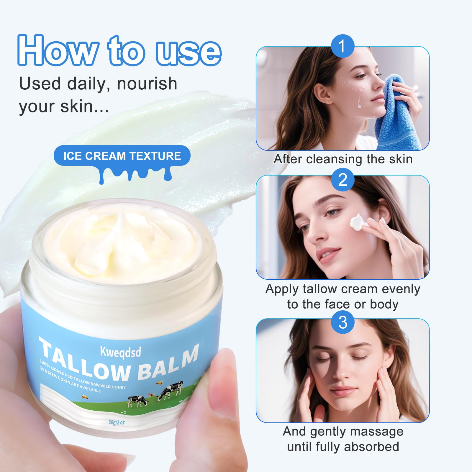 Kweqdsd balm application on dry hands shows soothing care