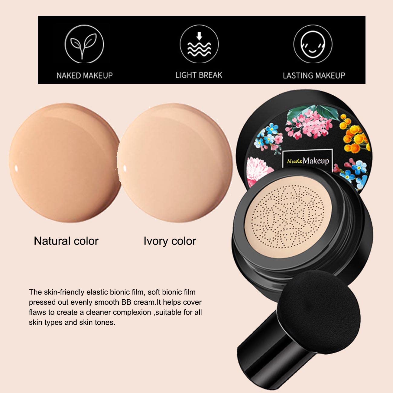 KWOLYKIM CC cream swatch on skin shows even tone and natural glow.