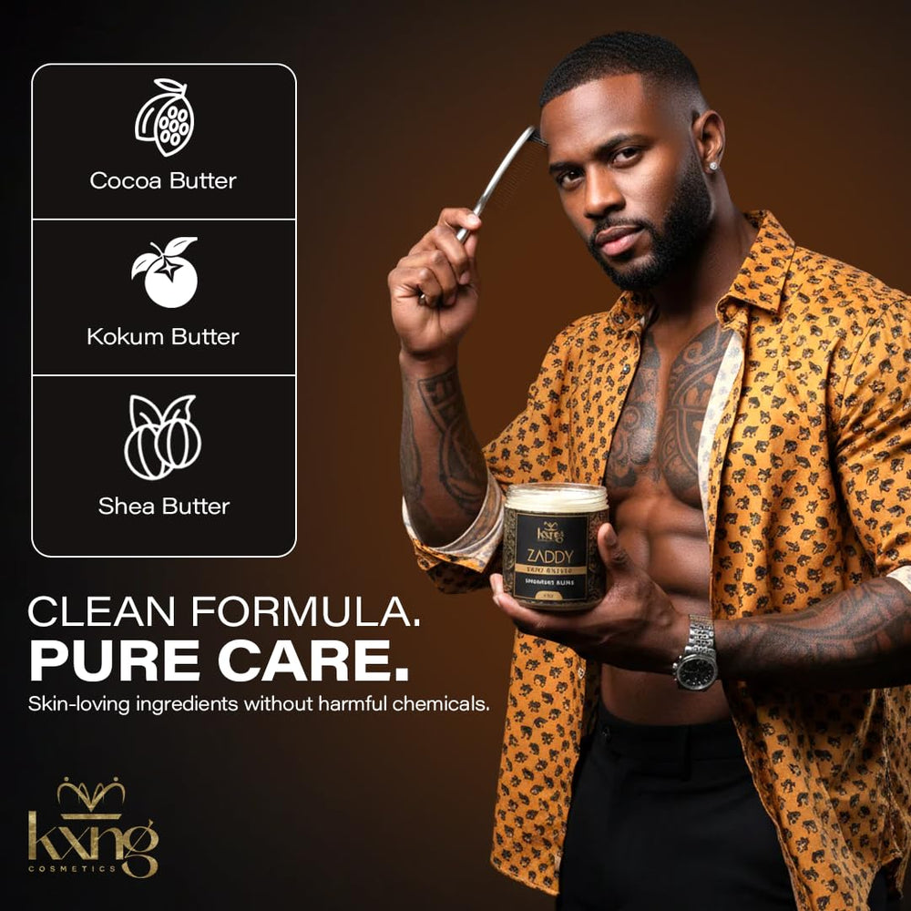 KXNG Cosmetics Body Butter applied on hands for smooth, non-greasy skin