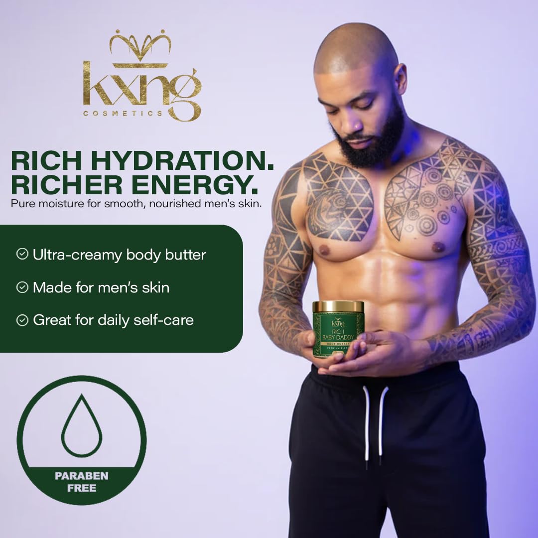 KXNG Cosmetics fast-absorbing texture demonstrates non-greasy moisture after shower.