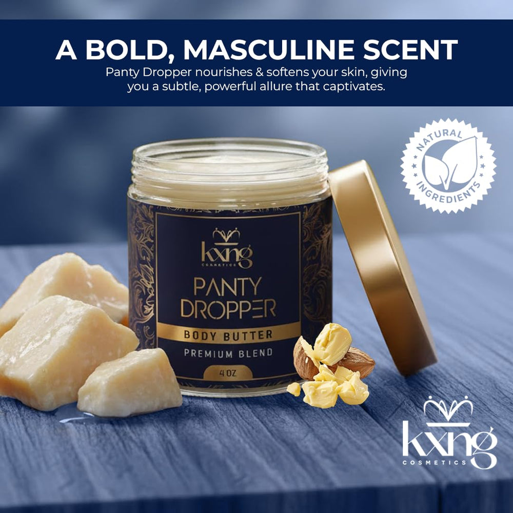 KXNG Cosmetics hands applying body butter for overnight hydration.