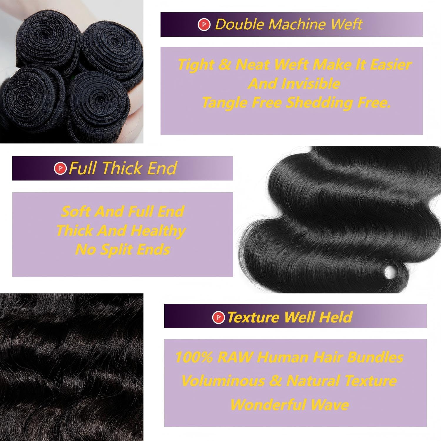 KXRO 18-inch body wave bundle reveals natural shine and fullness for versatile styling