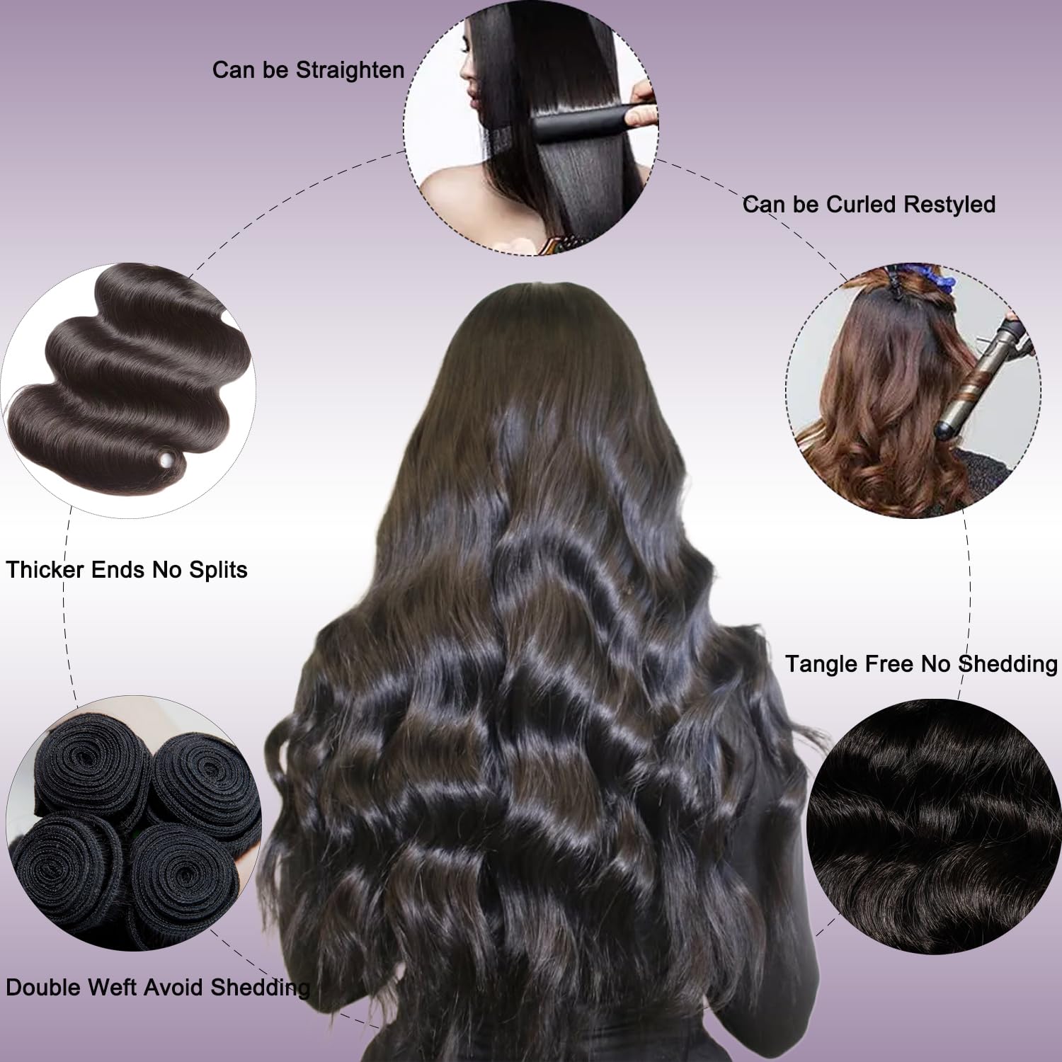 KXRO 20-inch body wave bundle ready for curling or straightening with smooth ends