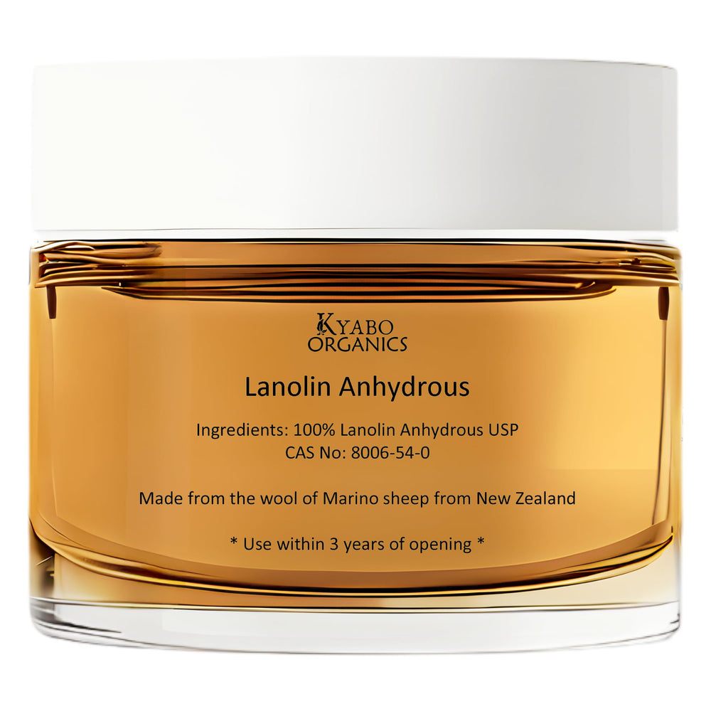 Kyabo Lanolin Anhydrous 1 lb jar front, pure moisturizer for daily skin care.