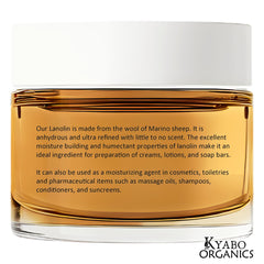 Kyabo Lanolin Anhydrous texture closeup shows creamy, smooth consistency for easy application.