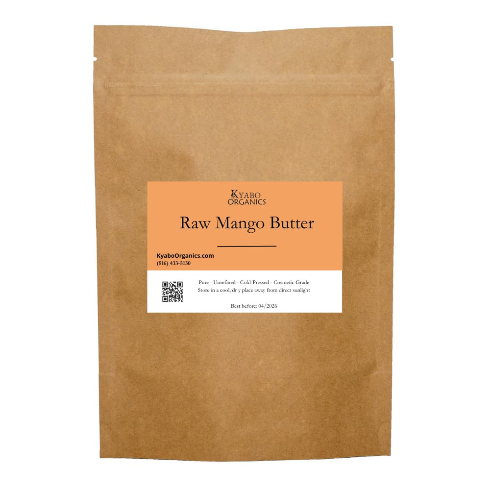 Kyabo mango butter jar closeup for rich skin hydration.