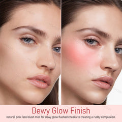 KYDA Liquid Blush Spray buildable coverage on skin with natural pink tint