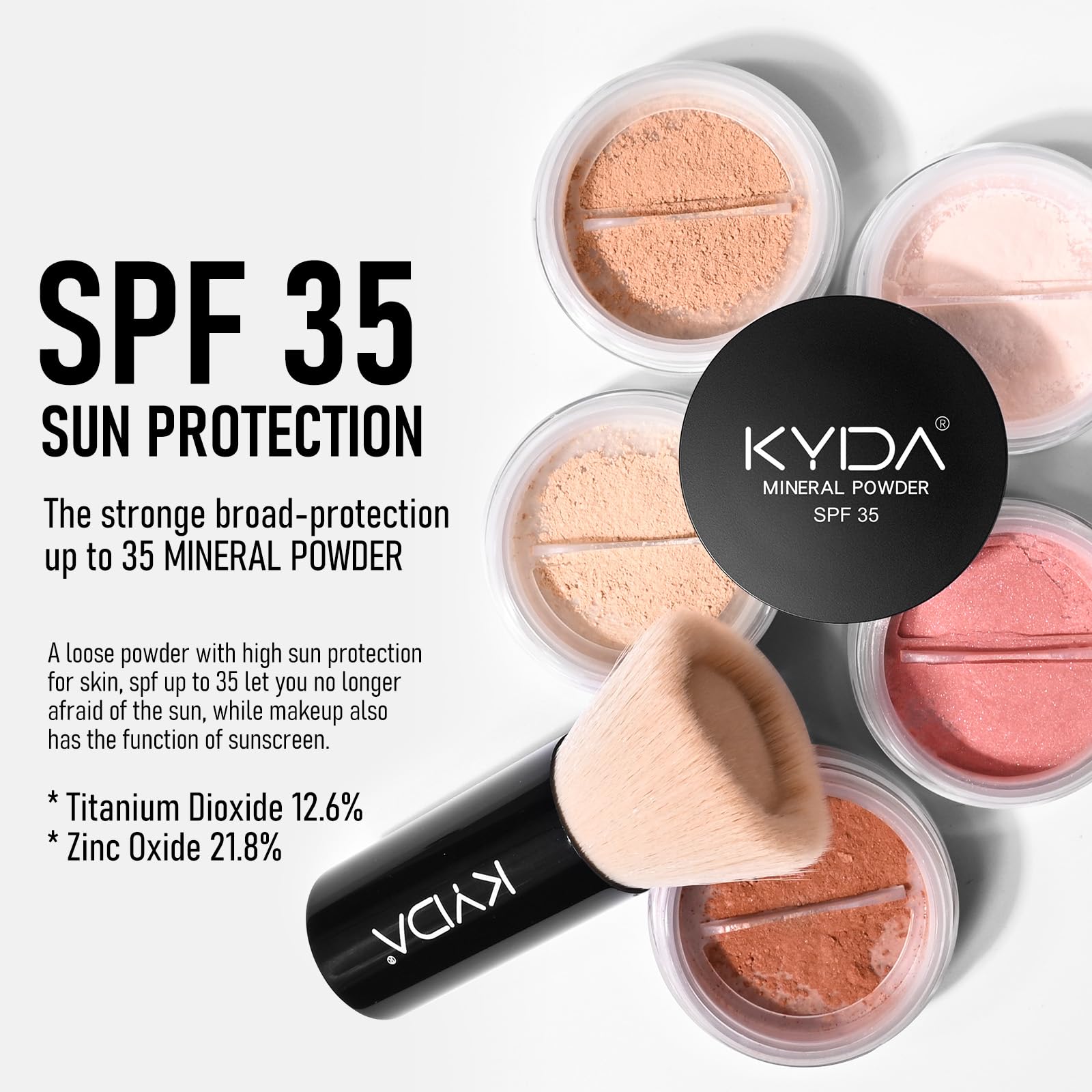 KYDA Mineral Powder Foundation blends seamlessly for a lightweight, non-greasy base