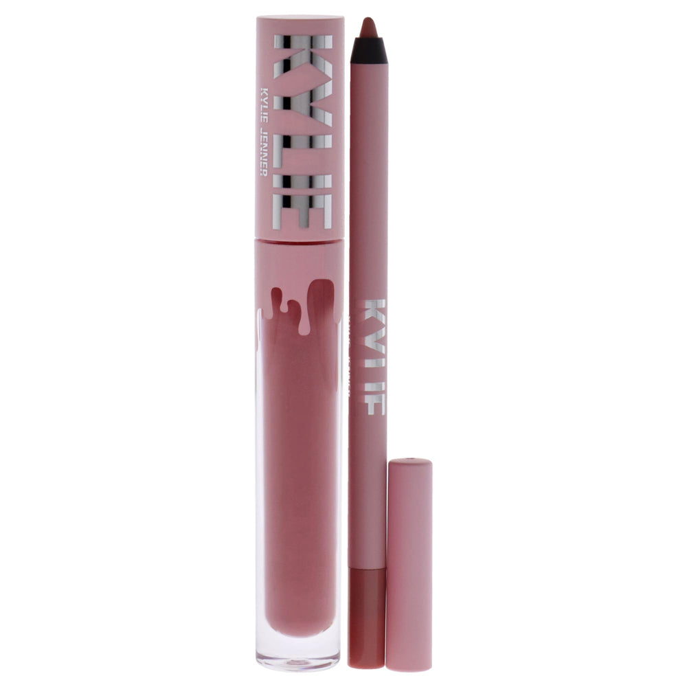 Kylie Cosmetics Velvet Lip Kit 705 Charm lip liner swatch for precise definition and smooth wear