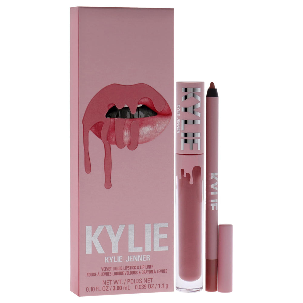 Kylie Cosmetics Velvet Lip Kit 705 Charm packaging photo, compact duo for on-the-go touch-ups