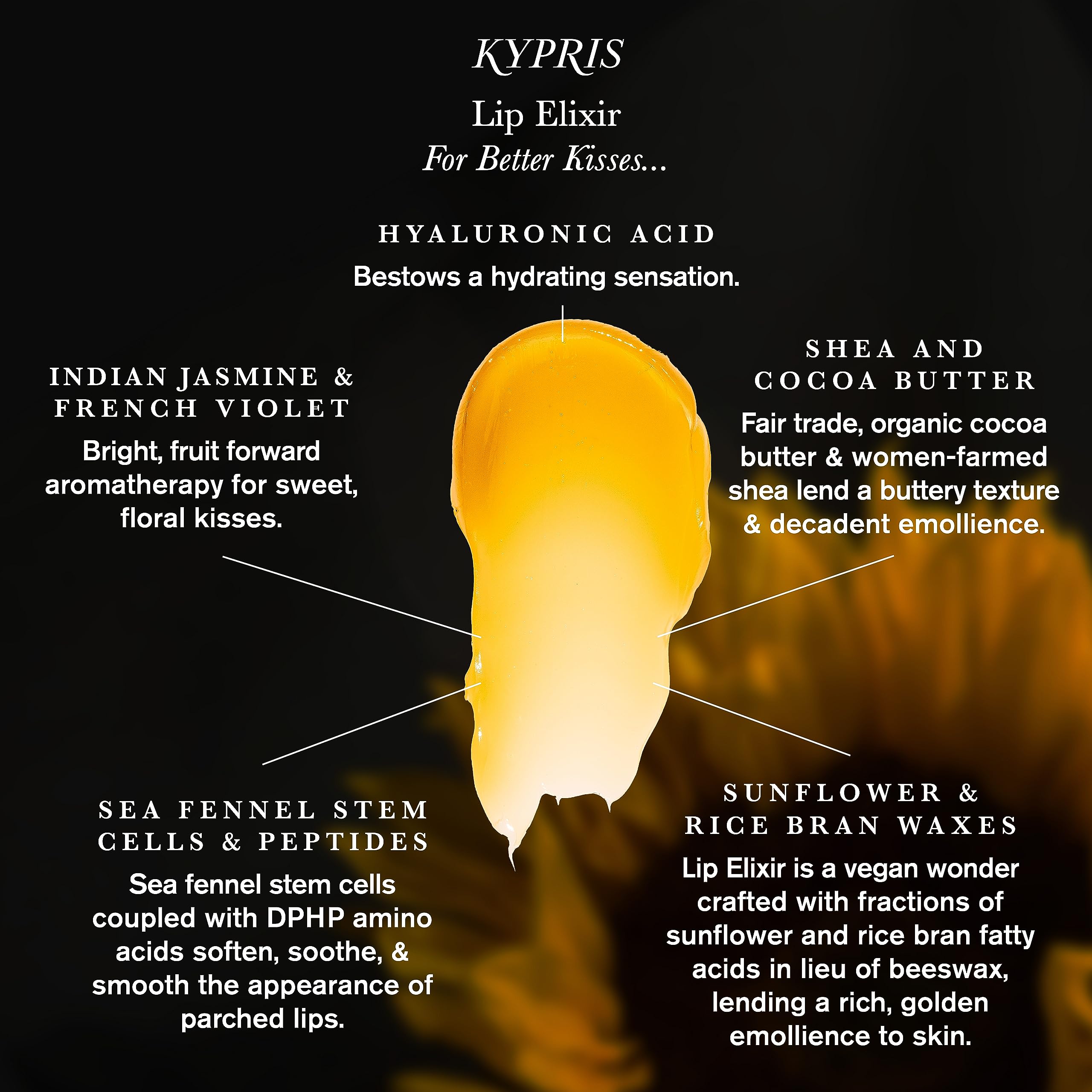 KYPRIS Lip Elixir Balm shea-softening component close-up.
