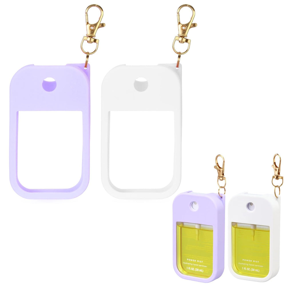 KYRGEU silicone case for Touchland Power Mist front view in white and purple, on-the-go protection.