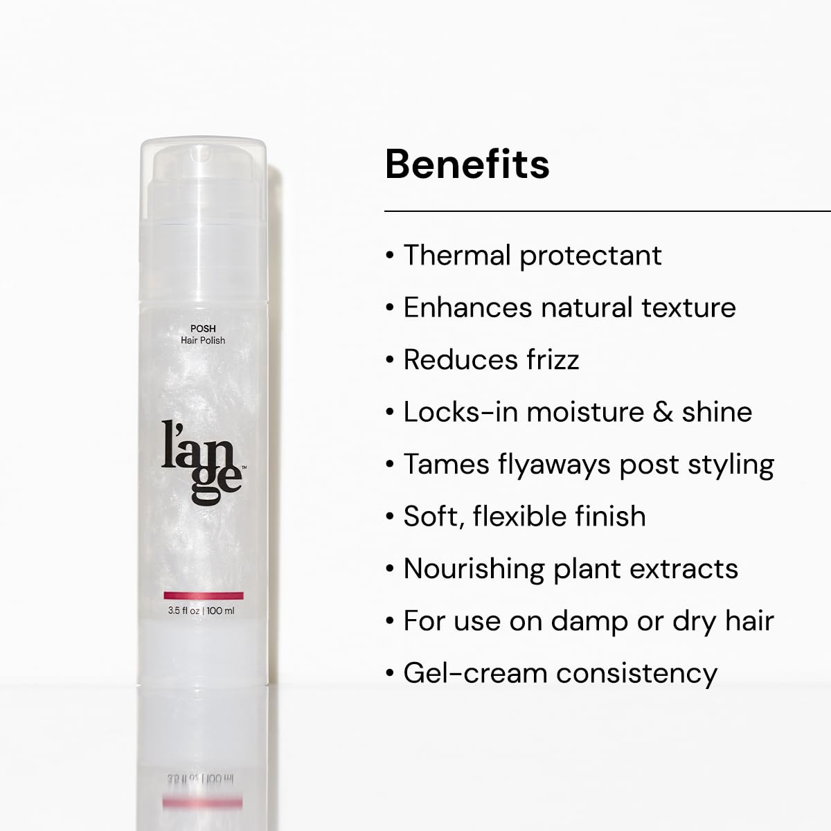 L'ANGE HAIR Posh Hair Polish being applied for frizz control and smooth finish.