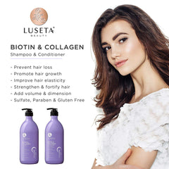L LUSETA Biotin & Collagen Conditioner pump provides smoothing moisture