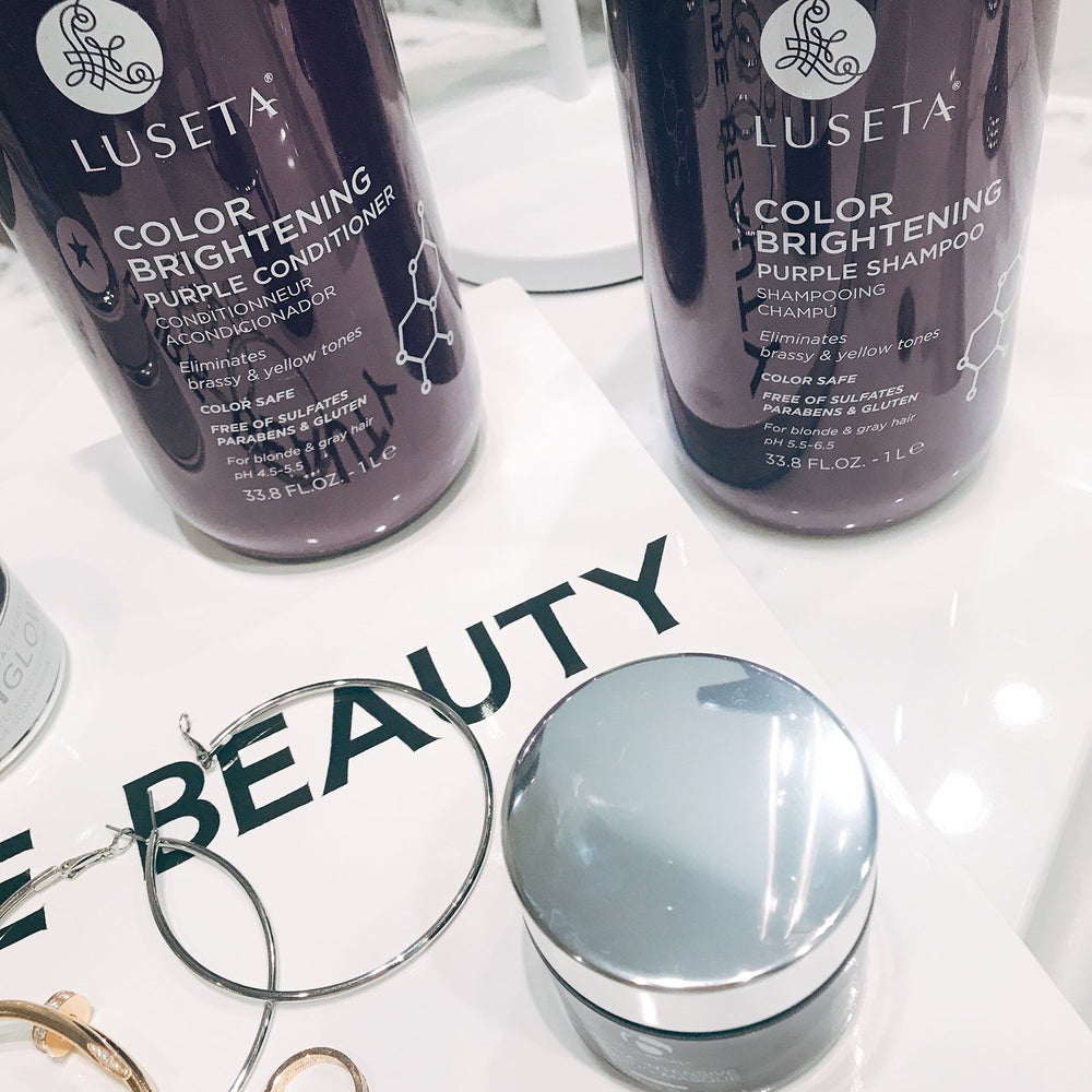 L LUSETA pH-balanced shampoo label indicates hair-friendly cleansing.