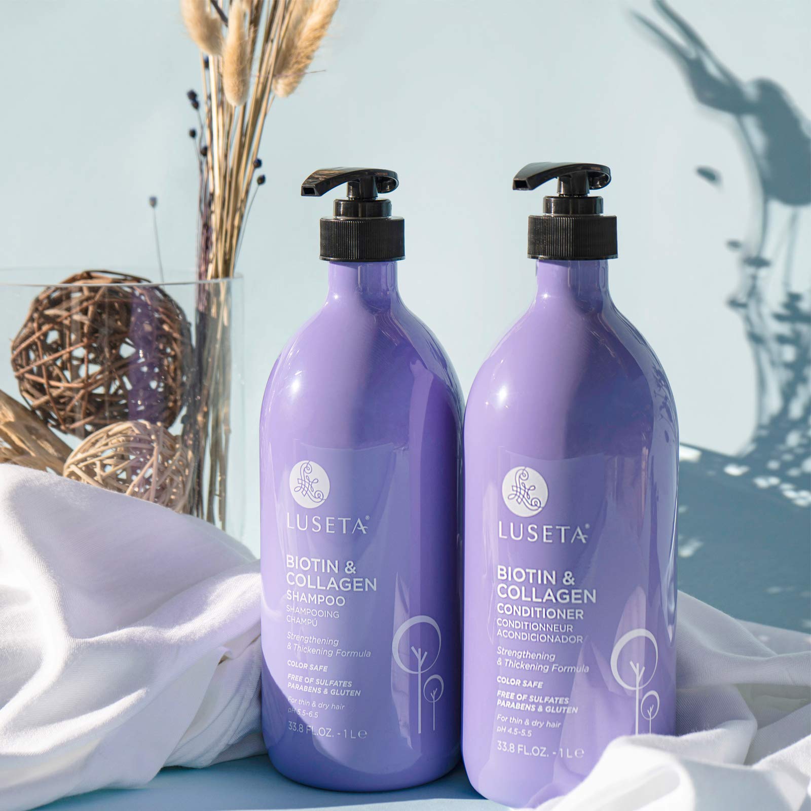 Packaging closeup of L LUSETA set highlights sulfate-free formula