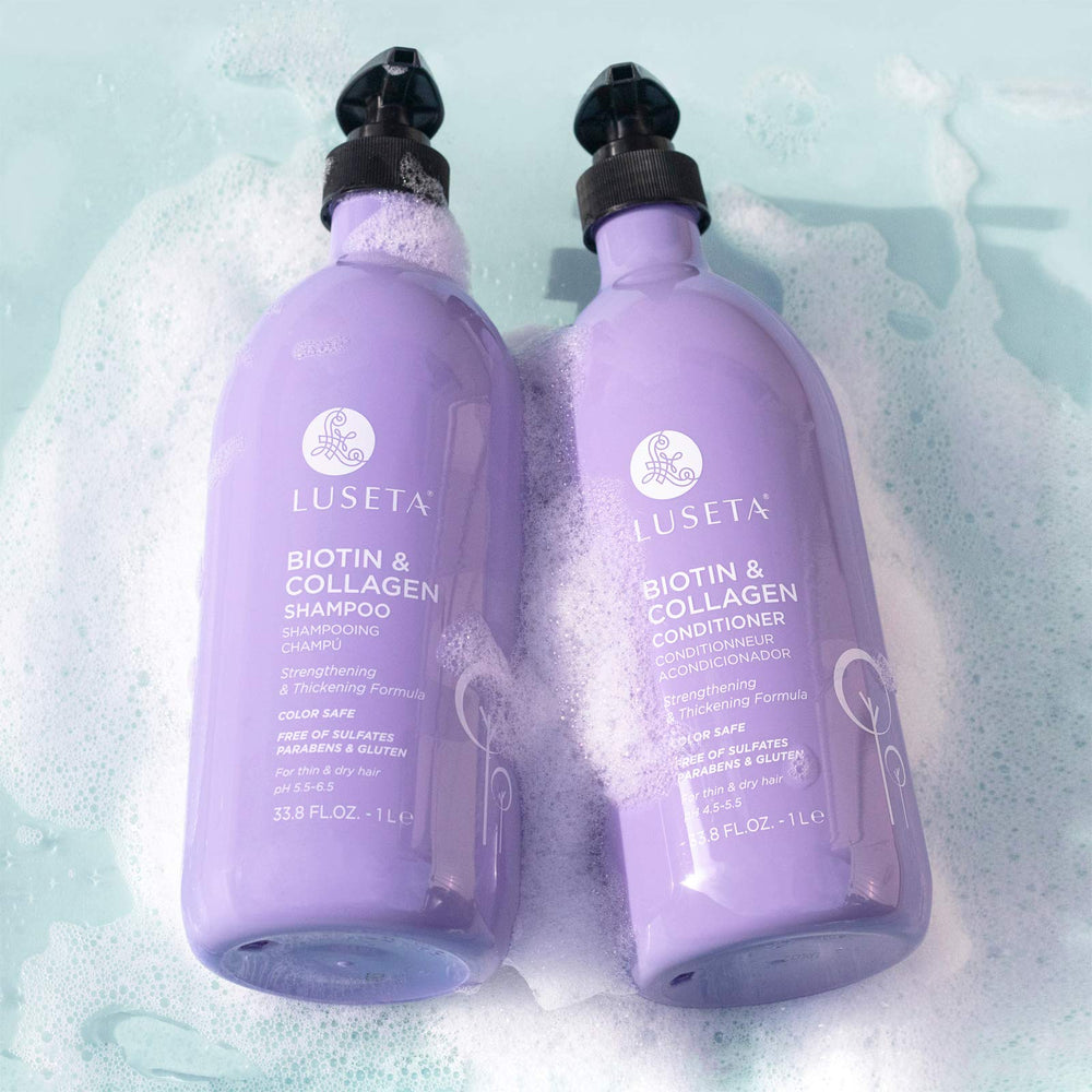 Volumized hair after using L LUSETA set with added shine