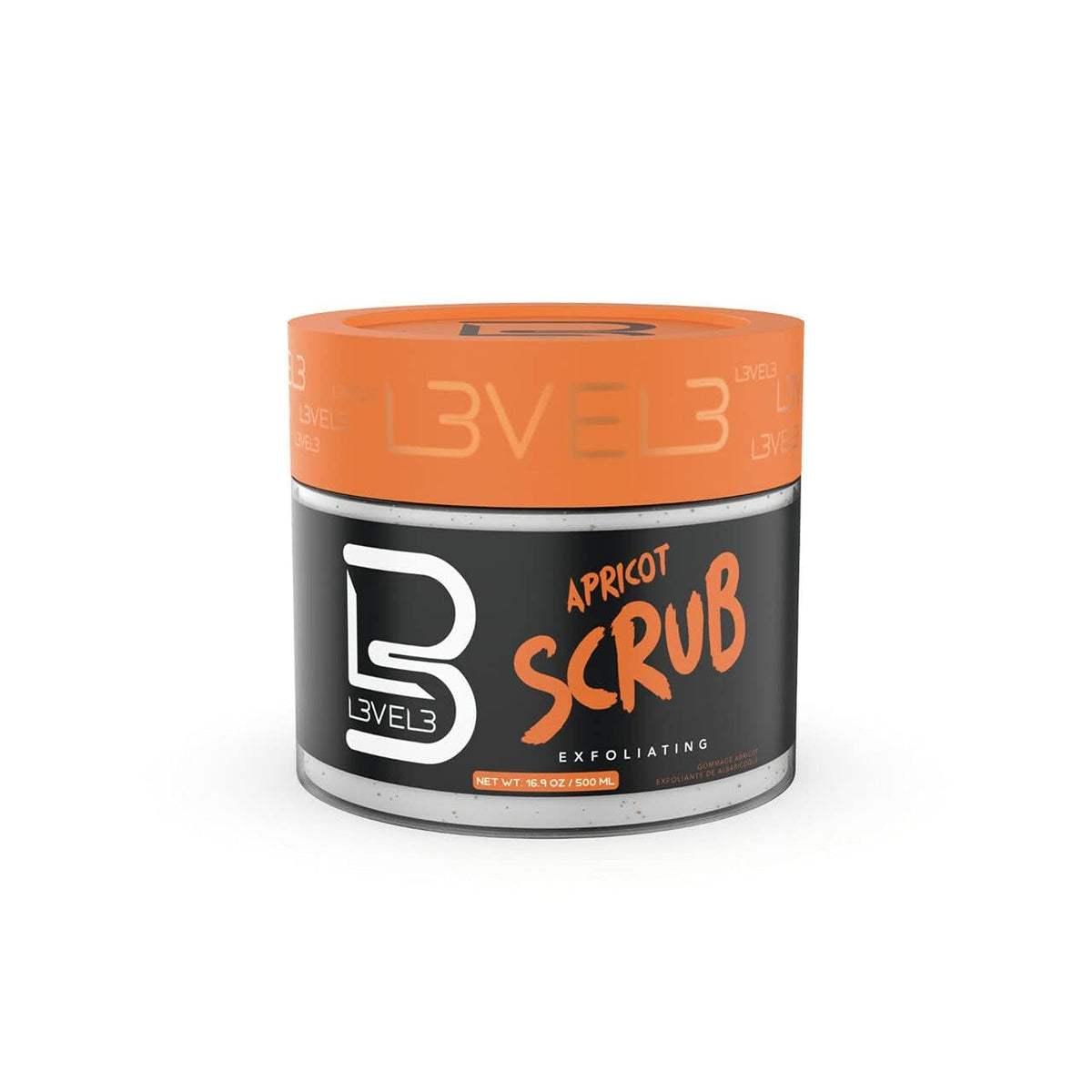 L3 Level 3 Apricot Facial Scrub jar showing gentle exfoliation for smoother skin