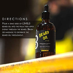 Close-up of ingredients in L3 Level 3 Beard Oil highlighting natural hydration.