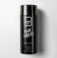 L3 Level 3 hair fiber bottle blends natural color for a fuller look.