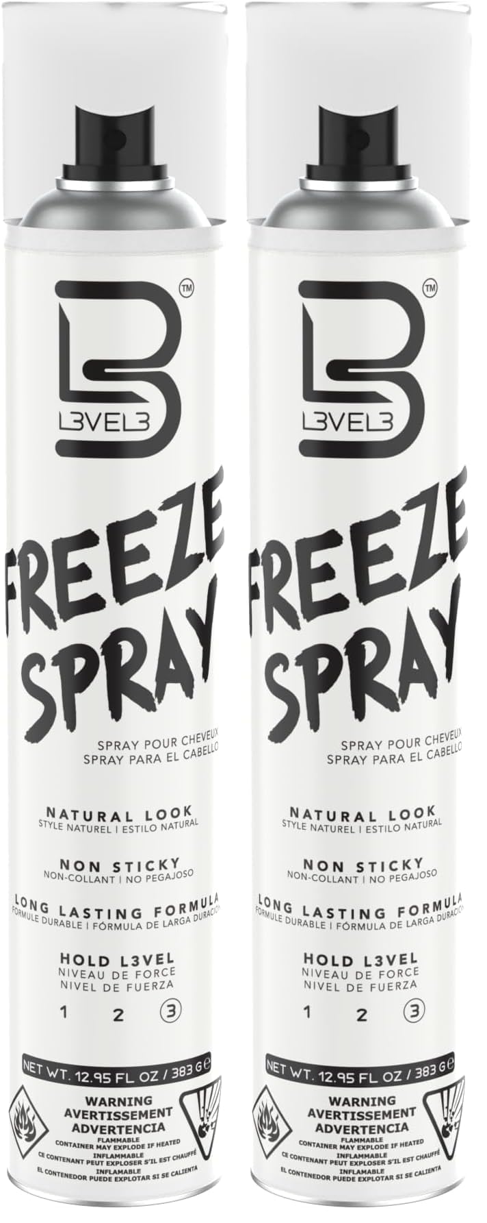 L3 Level 3 Hair Spray bottle showing extra hold for long-lasting style