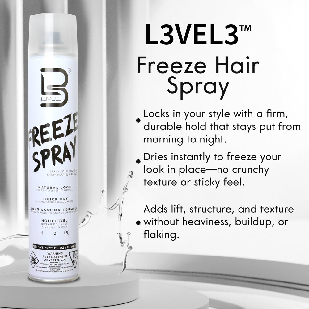 L3 Level 3 Hair Spray bottle with glossy finish for polished look