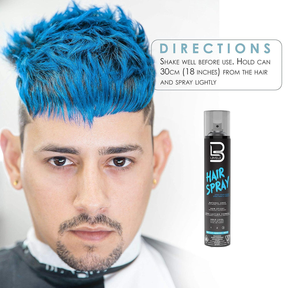 L3 Level 3 Hair Spray with no-stickiness formula for natural finish.