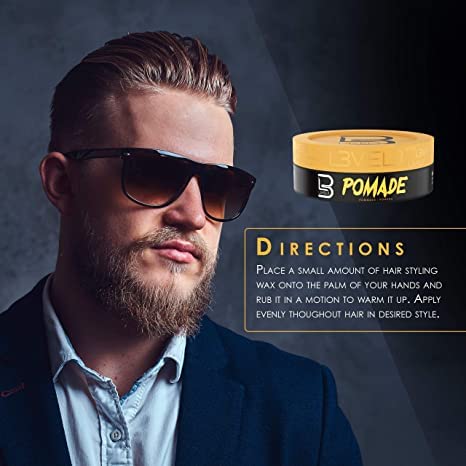 L3 Level 3 Pomade hair-styling-application demonstrates easy reach and control.