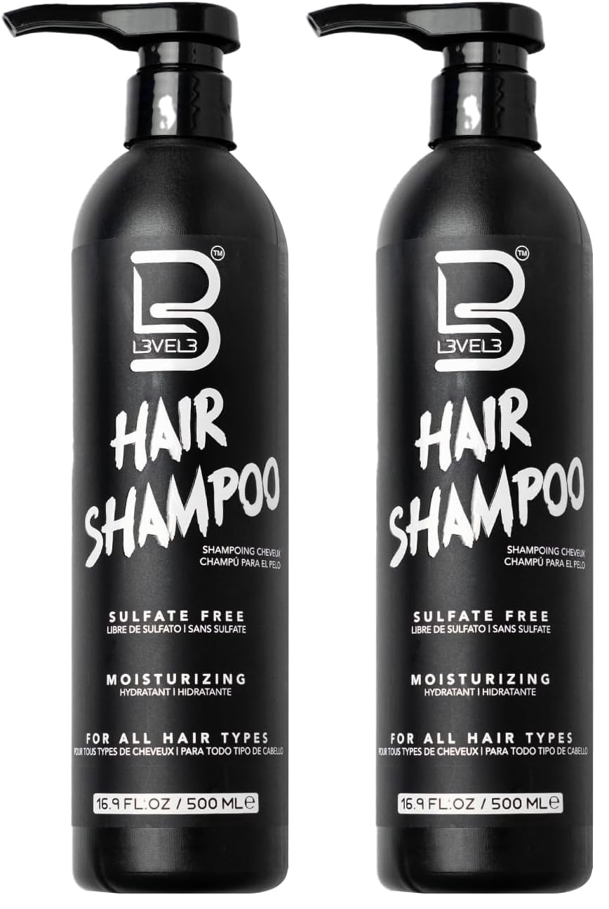 L3 Level3 sulfate-free shampoo bottle pack shows gentle cleansing and color-safe care