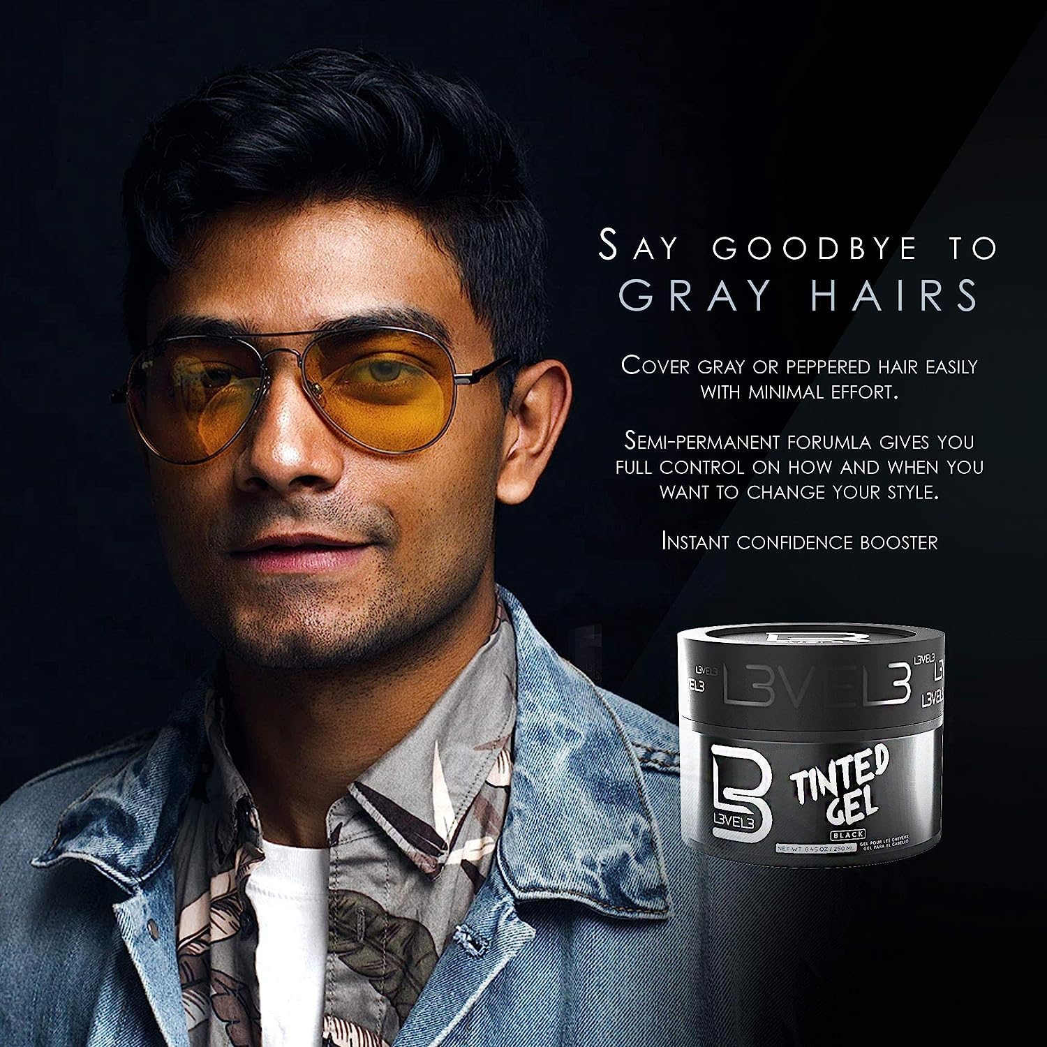 L3 Tinted Gel Black gel dispense capturing a strong hold with a smooth finish.