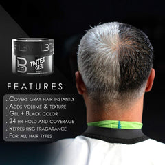 L3 Tinted Gel Black styled hair after use with a polished finish.