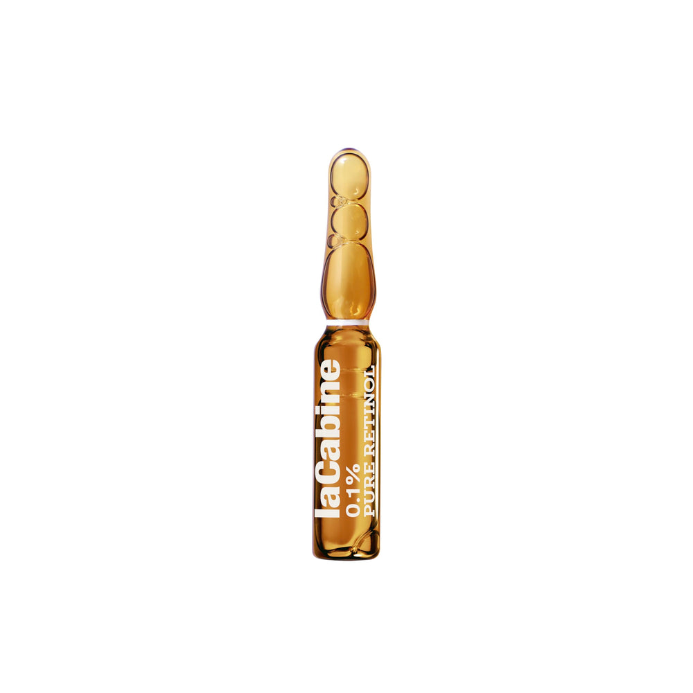 La Cabine Pure Retinol ampoules skin glow shot suggests improved texture and brightness.