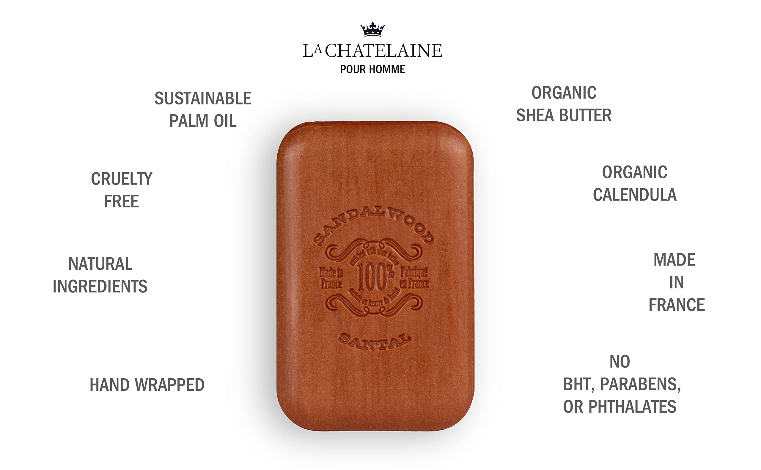 Provence-made La Chatelaine soap bar highlighting artisanal craft and natural ingredients.