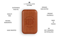 Provence-made La Chatelaine soap bar highlighting artisanal craft and natural ingredients.