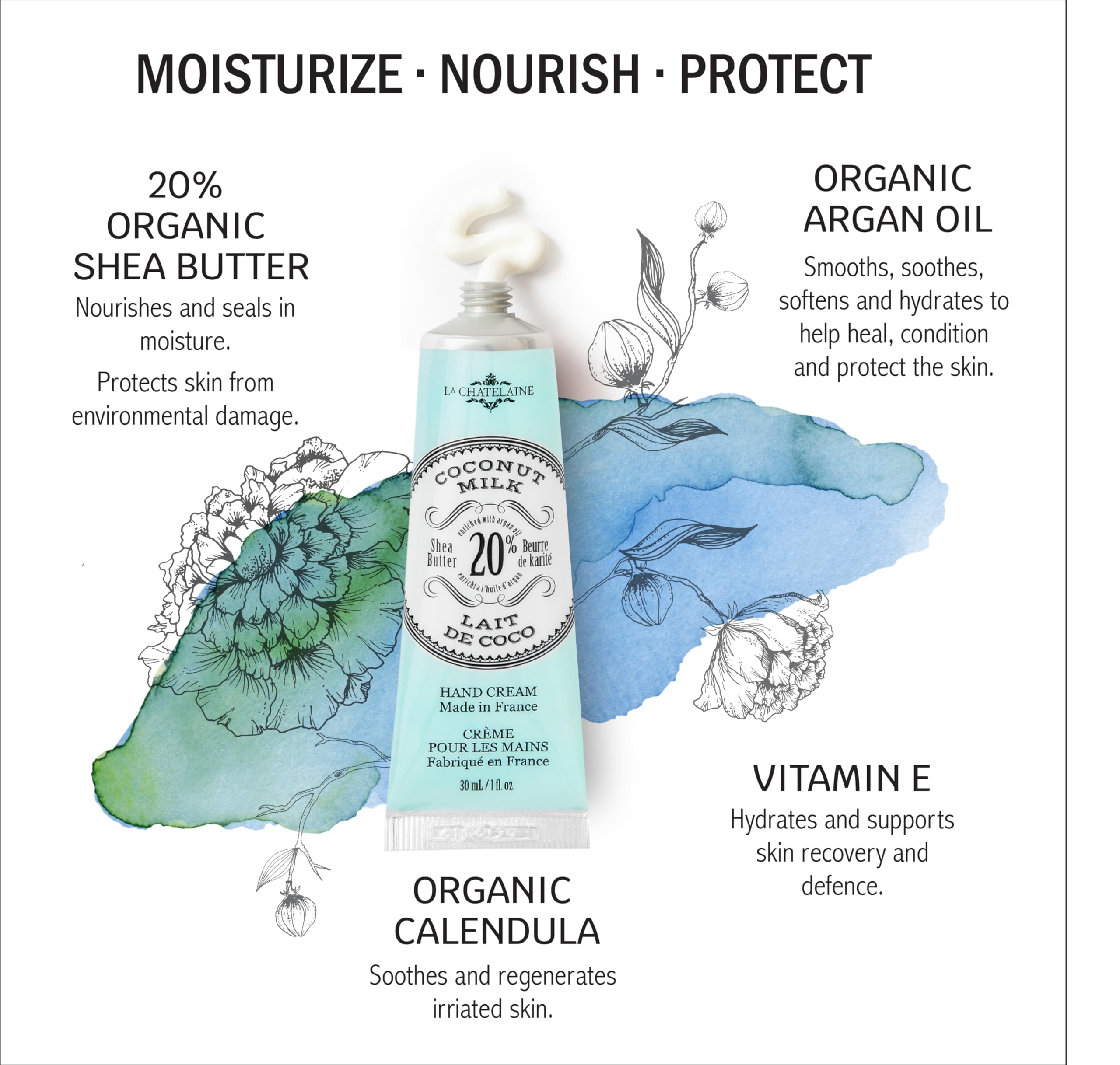 La Chatelaine rich shea butter formula close-up showing nourishing, non-greasy texture.